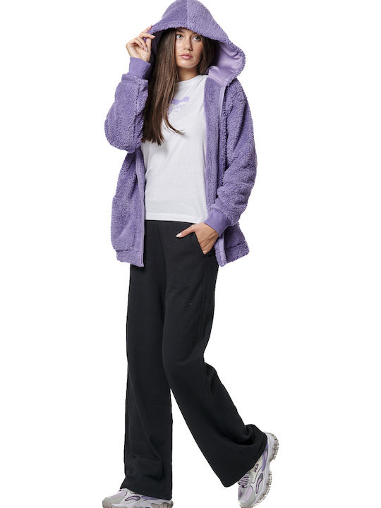 Women's Cardigan with Zipper Purple