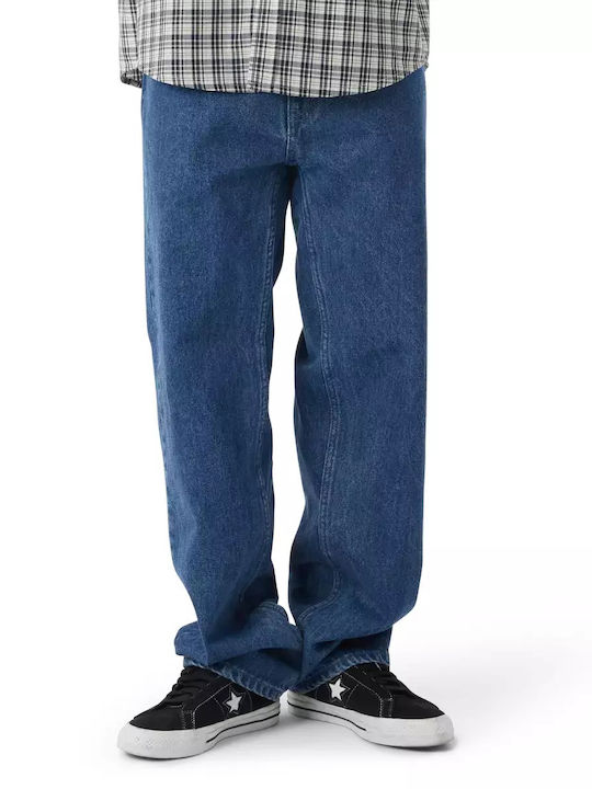 Men's Jeans Pants with Regular Baggy Fit Stone Wash Indigo