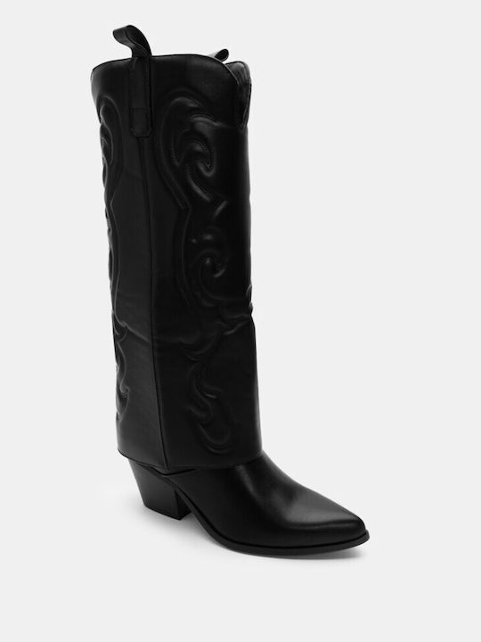 Luigi Women's Boots Cowboy with High Heel Black