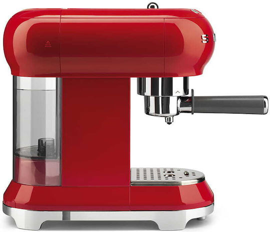 Smeg Αυτόματη Μηχανή Espresso 1350W Πίεσης 15bar Κόκκινη ECF01RDEU