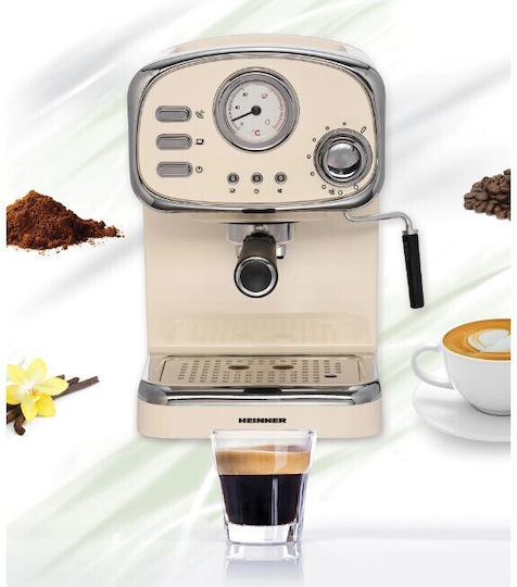 Heinner Espressomaschine 1100W Druck 15bar Beige HEM-1100CR