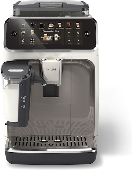 Philips Series 5500 Automatic Espresso Coffee Machine 1500W Pressure 15bar for Cappuccino with Grinder White EP5545/70