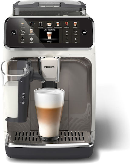 Philips Series 5500 Automatic Espresso Coffee Machine 1500W Pressure 15bar for Cappuccino with Grinder White EP5545/70