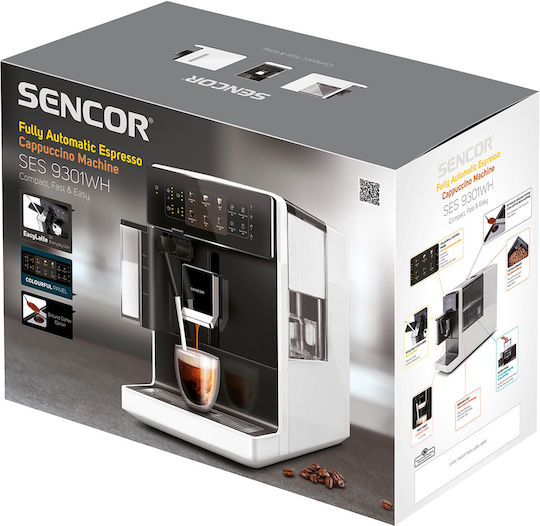 Sencor 1400W Налягане 19бар с мелачка Бяла SES 9301WH