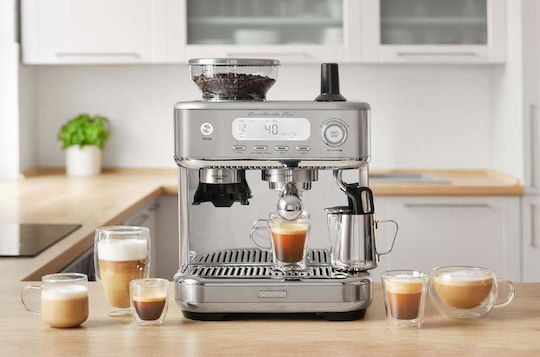Sencor Αυτόματη Μηχανή Espresso 1700W Πίεσης 15bar με Μύλο Άλεσης Ασημί SES 6050SS