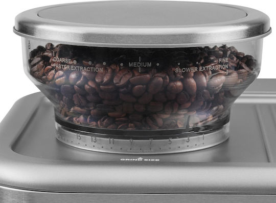 Sencor Αυτόματη Μηχανή Espresso 1700W Πίεσης 15bar με Μύλο Άλεσης Ασημί SES 6050SS