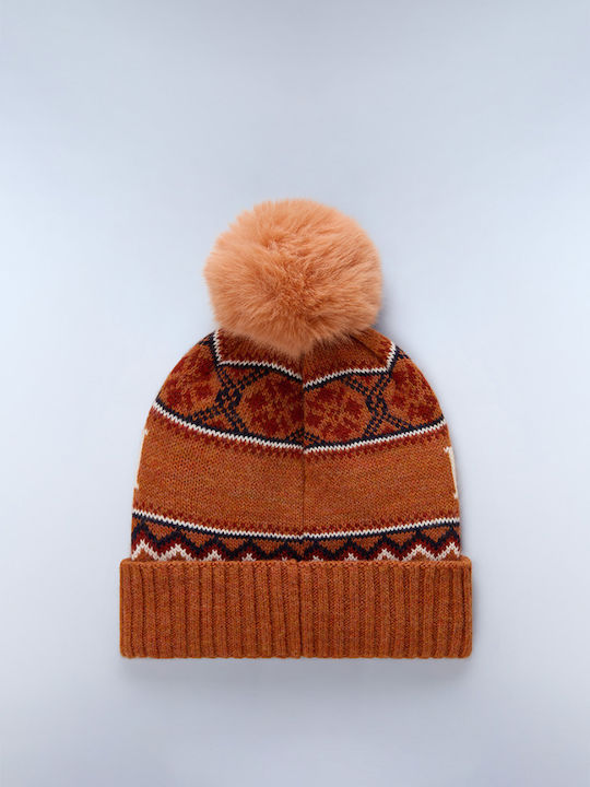 Beanie Beanie Knitted in Orange color