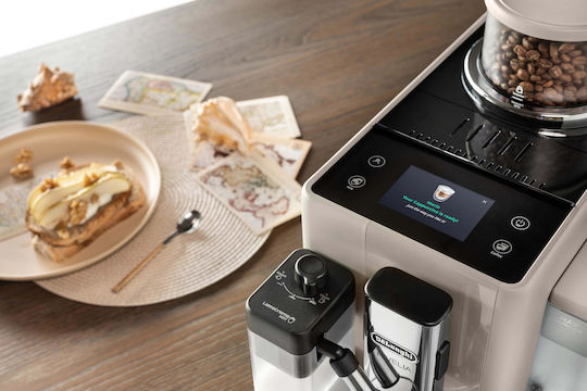 De'Longhi Rivelia Automatic Espresso Machine 1450W Pressure 19bar for Cappuccino with Grinder Beige