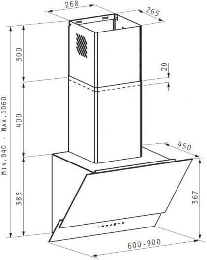 Pyramis Livelo Chimney Vent Hood 90cm Black