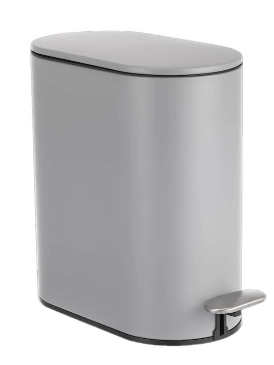 Sidirela Metallic Bathroom Trash Can and Basket Set Soft Close 5lt Gray