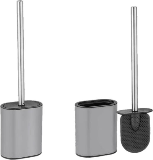 Sidirela Metallic Toilet Brush and Basket Set Soft Close 5lt Gray
