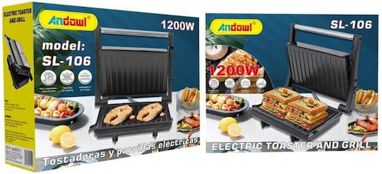 Andowl Τοστιέρα για 2 Τοστ 1200W Μαύρη