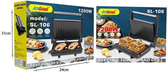 Andowl Τοστιέρα για 2 Τοστ 1200W Μαύρη