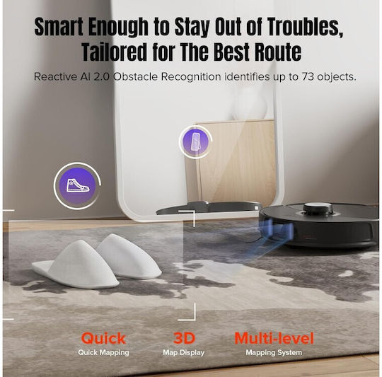 Roborock S8 MaxV Ultra Aspirator Robot cu Cartografiere Laser și Putere de Aspirație 10000Pa Neagră