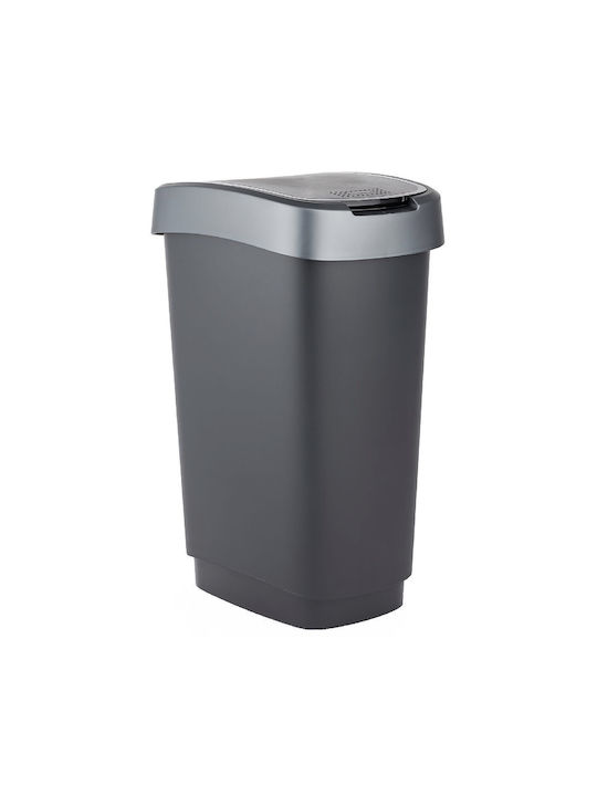 Delta Cleaning Kunststoff Mülleimer mit Schwenkdeckel Schwarz 25lt