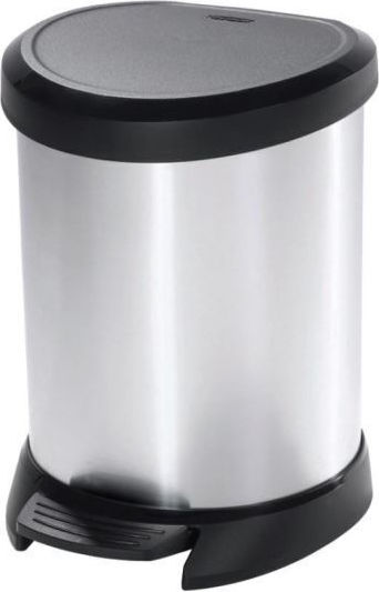 Curver Plastic Waste Bin with Pedal Black-Silver 20L