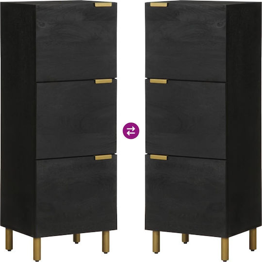 Living Room Display Cabinet Made of Wood and Metal Black 40x33x110cm
