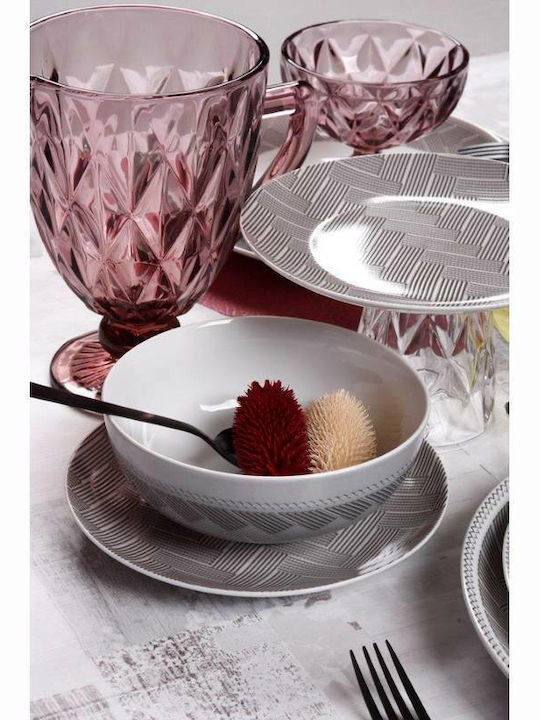 Cryspo Trio Plaza Σετ Φλιτζάνια Καφέ από Πορσελάνη Γκρι 100ml 6τμχ