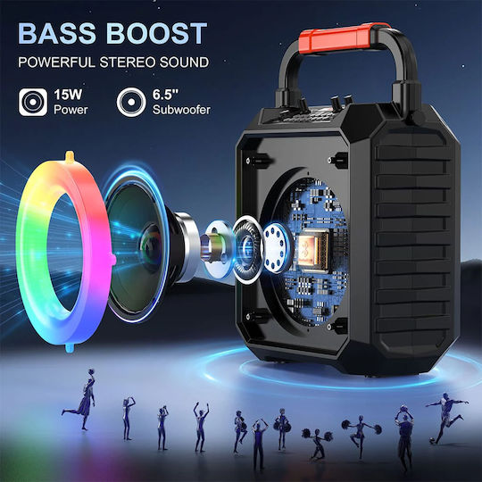 JYX Boxă Karaoke cu Microfoane Fără Fir și Efecte de Iluminare JYX-T17-T Negru
