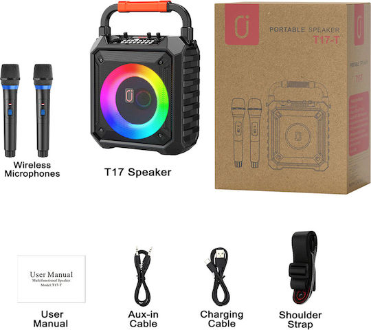 JYX Boxă Karaoke cu Microfoane Fără Fir și Efecte de Iluminare JYX-T17-T Negru