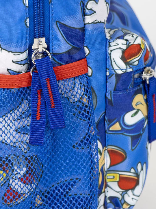 Sonic Σχολική Τσάντα Πλάτης Δημοτικού Μπλε