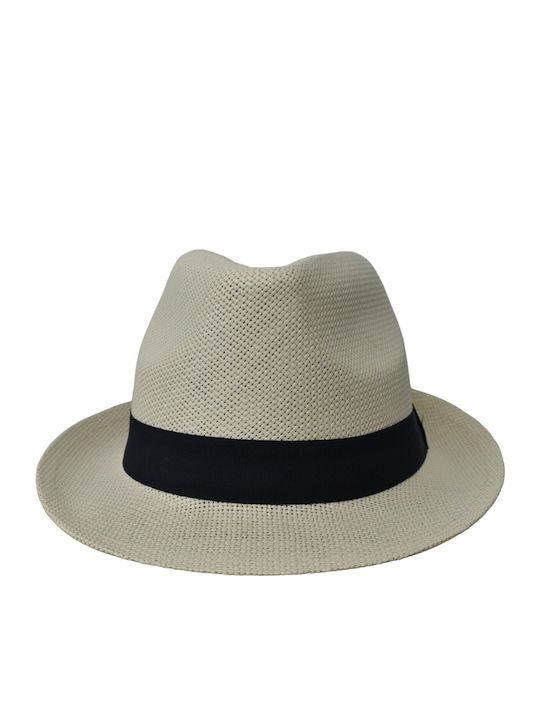 Pălărie pentru bărbați din paie Fedora Alb M5588