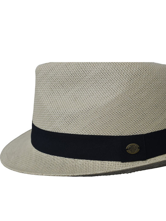 Pălărie pentru bărbați din paie Fedora Alb M5588