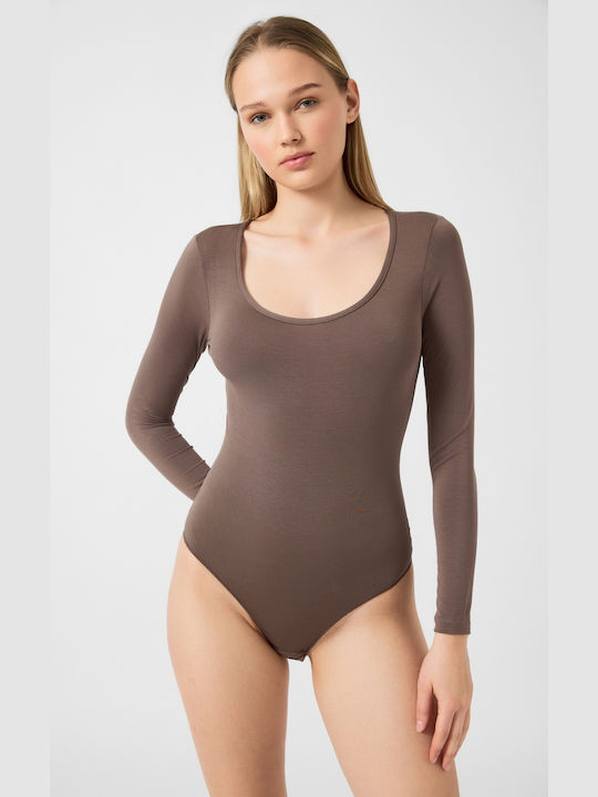 Minerva Long Sleeve Bodysuit Cocoa