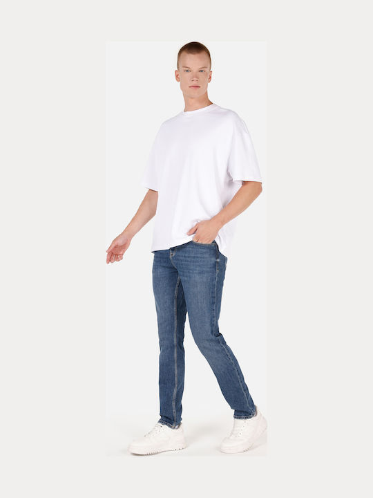 Ανδρικό Παντελόνι Τζιν με Slim Straight Εφαρμογή Black