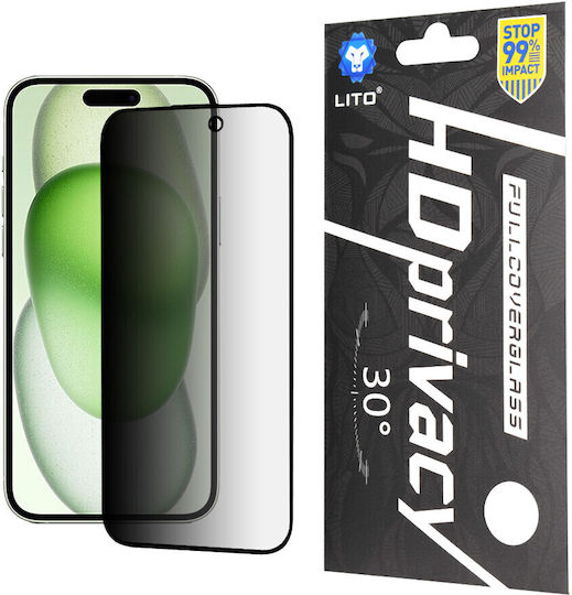 Lito Privatsphäre Gehärtetes Glas Schwarz (iPhone 15 Plus / 16 Plus)