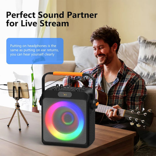JYX Karaoke Speaker with Wireless Microphones and Lighting Effects JYX-T19-T Black