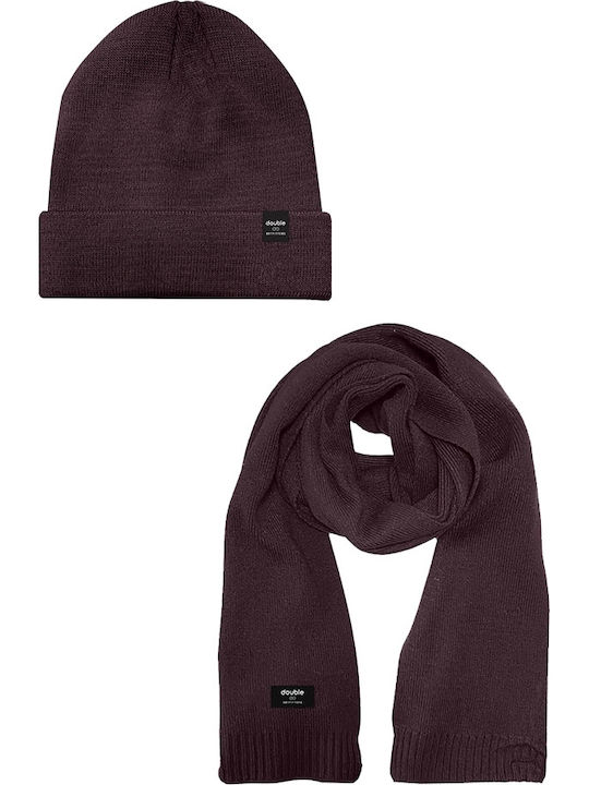 Beanie Unisex Σκούφος Πλεκτός σε Μπορντό χρώμα
