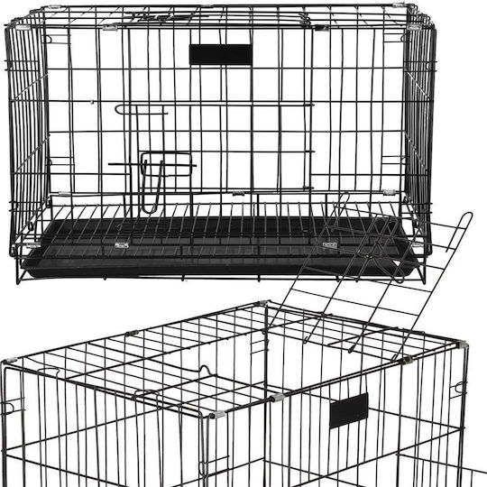 Cușcă de Sârmă pentru Câini Small cu 2 Uși Neagră 93x67x56cm