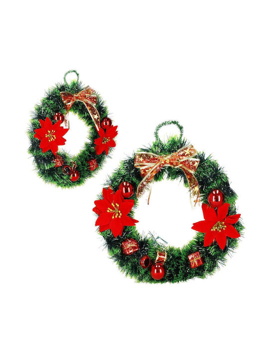 Crăciun Decorativ Plastic Coroană de flori Pe baterii cu Diametru 35cm.