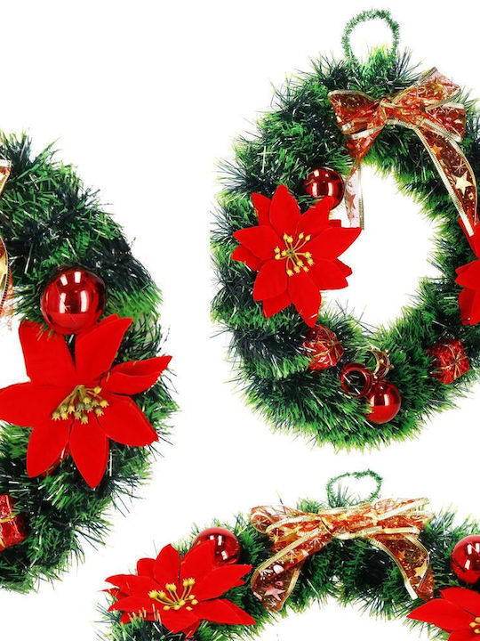 Crăciun Decorativ Plastic Coroană de flori Pe baterii cu Diametru 35cm.
