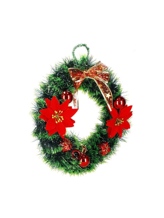 Crăciun Decorativ Plastic Coroană de flori Pe baterii cu Diametru 35cm.
