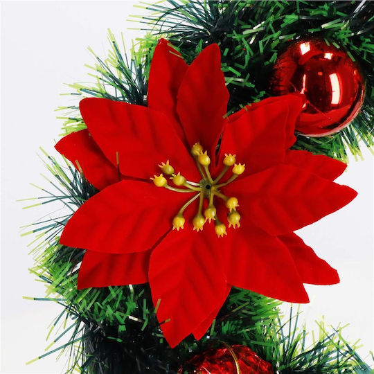 Χριστουγεννιάτικο Διακοσμητικό Πλαστικό Στεφάνι Μπαταρίας με Διάμετρο 35εκ. Πράσινο