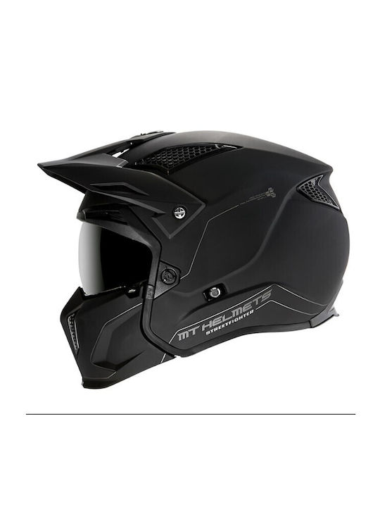 MT Streetfighter SV A1 Matt Black Motorcycle Helmet Modular DOT / ECE 22.05 1300gr with Sunvisor