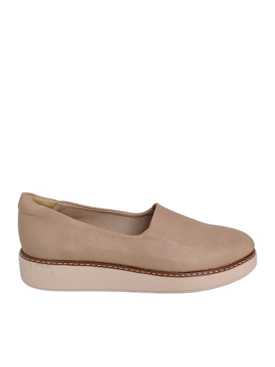 Γυναικεία Slip-On από Συνθετικό Δέρμα Ροζ