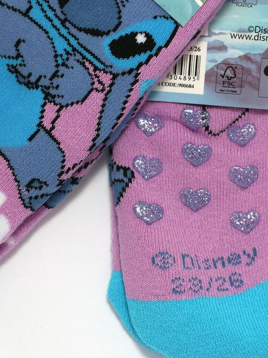 Disney Παιδικές Κάλτσες Αντιολισθητικές Lilo & Stitch Μωβ