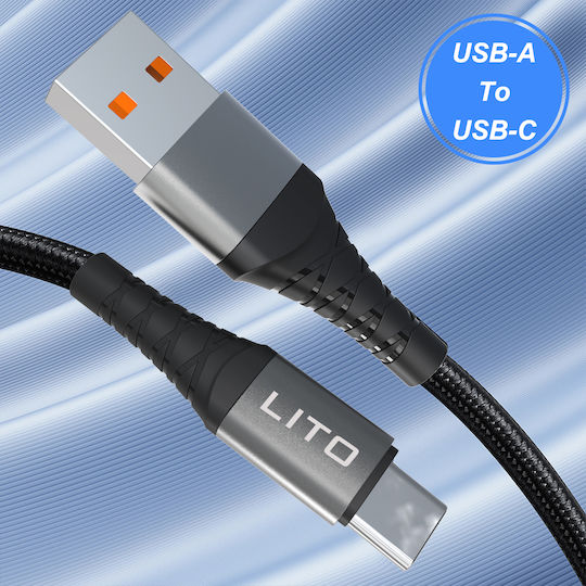 Lito USB 2.0 Cable USB-C male - USB-A 18W Black 1m