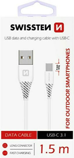 Swissten USB 3.1 Cable USB-C male - USB-A Λευκό 1.5m 71504402