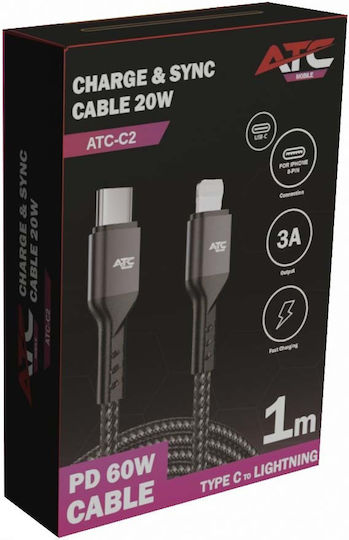 ATC USB-C zu Lightning Kabel 20W Schwarz 1m (20.003.0002)