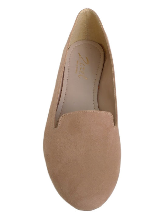 Wildleder Damen Ballerinas in Gold Farbe