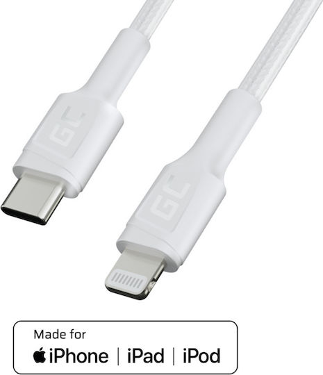 Green Cell USB-C към Lightning кабел 29W Бял 1м (KABGC07W)