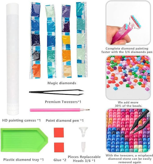 Diamond Painting Set Woman Flowers Craft DIY Diamond Painting 45x35 cm