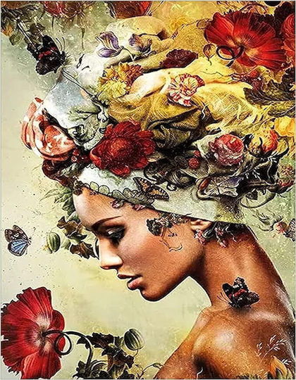 Diamond Painting Set Woman Flowers Craft DIY Diamond Painting 45x35 cm