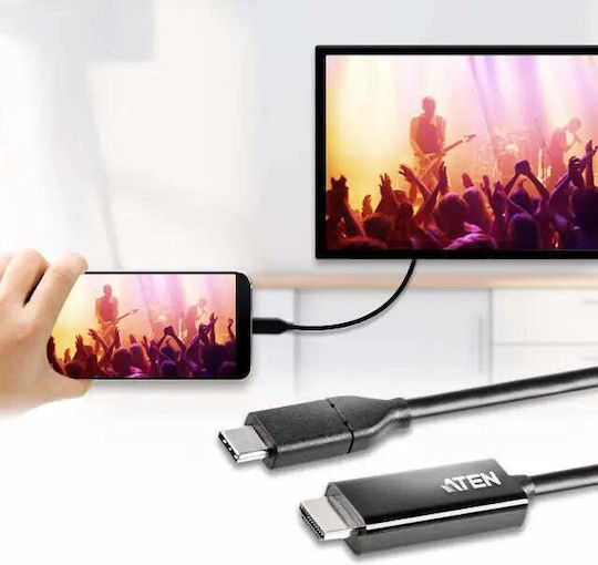 Aten Cablu HDMI de sex masculin - USB-C 2.7m Negru