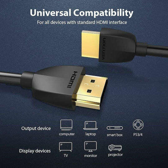 Vention HDMI 2.0 Премиум Високоскоростен 4K 60Hz HDR Кабел HDMI мъжки - HDMI мъжки 3м Черен