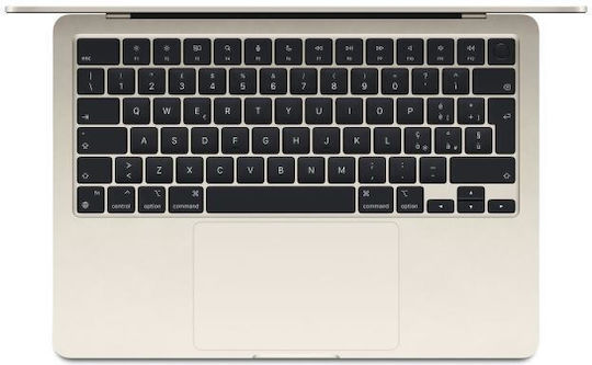 Apple MacBook Air 13" (2024) 13.6" Retina Display (M3-8-Core/8GB/512GB SSD/8-Core GPU) με Φορτιστή 35W (Dual Port) Starlight (US Keyboard)